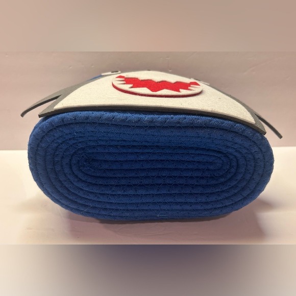 Shark Blue Storage Basket Witj Handles Made From‎ Cotton Rope Kids Room Decor - Picture 7 of 12